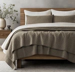 Evergrace Cross Stitch Pre-washed Cotton Quilt Bedding Set Mocha Brown, 108"X96". Fixed Price $59.99.