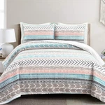 Geometric Reversible Quilt Set 100% Cotton All-season Full/queen 3-PIECE. Fixed Price $122.99.