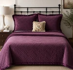Tahari Home Velvet Queen Bedspread Set Plum Purple Quilt & 2 Shams Moody Luxe. Fixed Price $64.00.