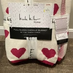 Nicole Miller Home Full/queen Chenille Blanket Heart Pattern Pink White 90X90. Fixed Price $40.00.