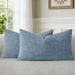 Moment Blue Chenille Throw Pillow Covers 12X20 20" 12" (pack Of 2),. Fixed Price $22.42.