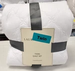Laura Ashley Cyndie 100% Cotton Twin Quilt White And Sham With Defects. Fixed Price $74.99.