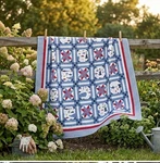 Handmade Blue Gazing Log Cabin Patchwork Queen Size Cotton Finished Quilt. Fixed Price $64.99.