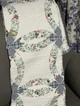 Double Wedding Ring Style Quilted Throw. 50 X 60. Fixed Price $70.00.