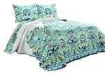 Clara Quilt 3 Piece Reversible Bedding Set, Full/queen, Blue & Green. Fixed Price $96.87.