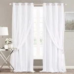 Winter White Short Curtains With Sheer - Voile Drapes The.... Fixed Price $86.19.