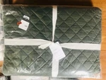 Pottery Barn Belgian Flax Quilt Cypress Green King 2 Standard Shams Diamond 3P. Fixed Price $359.00.