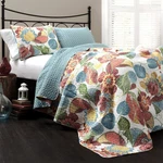 Lush Decor Layla Quilt Floral Leaf Print 3 Piece King, Orange & Blue. Fixed Price $87.28.