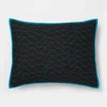 Pillowfort Black & Blue Triangle Stitch Standard Sham Case Geometric. Fixed Price $8.95.