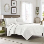 Laura Ashley Twin Felicity Quilt And Sham Set White - 100% Cotton Reversible. Fixed Price $85.00.