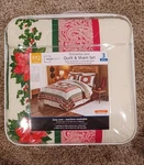 Mainstays Christmas Poinsettia Lace Quilt And Sham Fits Full Queen Beds. Fixed Price $20.00.
