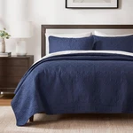 Quebec Dusty Pale Navy 3-PIECE Quilted King Coverlet Set For Cal. Fixed Price $93.64.