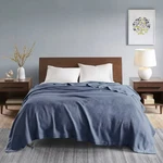 Full/queen Textured Cotton Blanket Blue: Madison Park Waffle Weave,. Fixed Price $46.99.