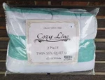 Cozy Line Aqua Teal Blue Striped Finely Stitched Twin Size Quilt Set Brand New. Fixed Price $43.96.