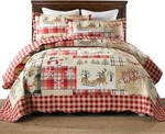 Marcielo 3 Piece Christmas Quilt Set, Rustic Lodge Deer Bedspread Throw Bl. Fixed Price $78.79.