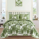 Luxudecor Tropical Plants Quilt Set King Size 3 Pieces Green Palm Botanical B.... Fixed Price $44.98.