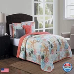 Avondale Manor Geneva Home Fashion Belize 5-PIECE Quilt Set Queen Coral. Fixed Price $99.20.