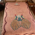 Vintage Chenille Peacock Bedspread Pink Full/queen. Fixed Price $100.00.