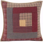 16" Hand Quilted Lodge Throw Pillow Log Cabin Block Patchwork Blue Red Millsboro. Fixed Price $34.95.