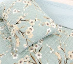 Cherry Blossom 3PC King Quilt : Cozy Spring Aqua Blue Green Garden Flower Floral. Fixed Price $94.45.