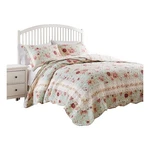 Benjara Rosle 3PC Full/queen Size Bedspread SET-2 Shams-rose Print-blue Cotton. Fixed Price $157.87.