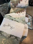Olivia Embroidered 3-PIECE Quilt Set Lightweight King Green, Ivory. Fixed Price $200.00.