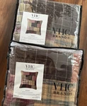 2 Red Rustic Country Bedding Vhc Wyatt Euro Sham Cotton Patchwork Khaki Espresso. Fixed Price $29.99.