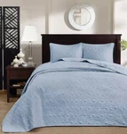 (S6) Madison Park Queen Bedsing 3-PC Quebec Reversable Bedspread Set Blue. Fixed Price $32.99.