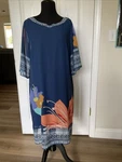 Soft Surroundings Blue Hibiscus Shift Resortwear Dress - Size Medium. Fixed Price $14.21.