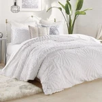 Peri Home White Chenille Medallion 100% Cotton Comforter And Sham King Set. Fixed Price $159.99.