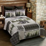 Donna Sharp Bear Panels Rustic Wilderness Country Home Queen 3 Pc Quilt Set. Fixed Price $174.00.