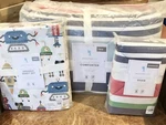 Pottery Barn Kids Tanner Stripe Twin Comforter/quilt Sham Robot Squad Sheet Set. Fixed Price $229.95.