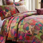Jewel Red 3PC Queen Quilt Set : Cotton Moroccan Boho Floral Exotic Comforter. Fixed Price $129.45.