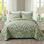 Crown Green Queen Quilt Set - 3 Piece Lightweight Reversible Bedding 90"X98. Fixed Price $116.99.