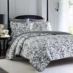 Quilt Set Twin Black White Floral Cotton Lightweight Reversible Bedding Cover. Fixed Price $103.38.