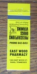 East Wood Pharmacy Matchbook Cover: Paris, Tennessee Empty Matchcover -B9. Fixed Price $5.93.