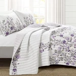 Tanisha Reversible Floral Quilt Set 5 Piece Full/ Queengray & Purple Elegant. Fixed Price $134.75.