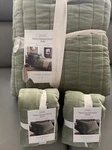 Queen Stitch Channel Threshold Velvet Quilt GREEN+2 Standard Pillowcases. Fixed Price $130.00.