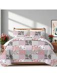 2/3PC Pink Floral Checkered Quilt Set Washable Bedding All Seasons. Fixed Price $51.07.