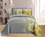 Home Collection Quilt Bedspread Set Over Size Flowers Printed Grey Yellow King/c. Fixed Price $40.99.