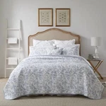 Laura Ashley Twin Amberley Blue & White Floral Reversible 3PC 100% Cotton. Fixed Price $106.00.