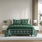 Lenox Holiday 3 Piece Quilt Set King - Snowflake Check Green. Fixed Price $54.39.