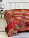 Indian Patola Silk Patch Work Kantha Quilt Blanket Bedspread Twin. Fixed Price $26.00.
