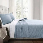 Lush Decor Quilt Bedding Set Oeko-tex Diamond Reversible, Blue, Full/queen. Fixed Price $54.99.