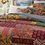 Dada Bedding Dark Elegance Bohemian Floral Cotton Patchwork Bedspread Set (JHW-5. Fixed Price $152.99.