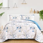 Anibedding Blue Quilt Set KING,3 Pieces Reversible Elegant Botanical Leaves. Fixed Price $49.99.