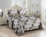 Brilliant Sunshine Rose And Toile Patchwork, 3-PIECE Quilt Set, Reversible Be.... Fixed Price $52.68.