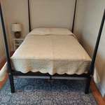 Pine Cone Hill Quilted Satin Bedspread Q/k 110X94" Scalloped Rose Border India. Fixed Price $125.00.