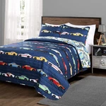 Quilt Set Queen Blue Red Yellow Car Reversible Pillow Sham Boy Girl Bedding. Fixed Price $99.35.