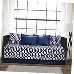 Edward Trellis Patterned Daybed Cover Set Includes Skirt, Navy And White. Fixed Price $79.60.